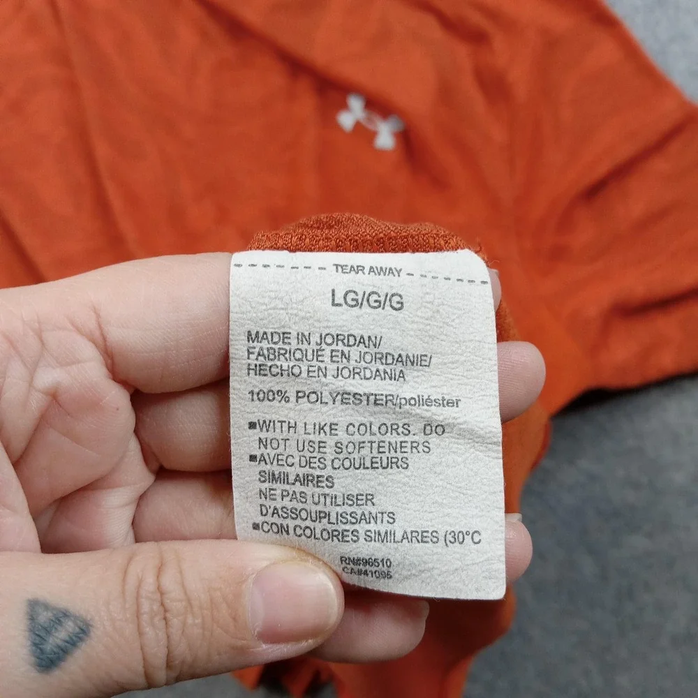 Under Armour Shirt Mens Large Orange The Streaker Tee Fitted Running Top 1369747